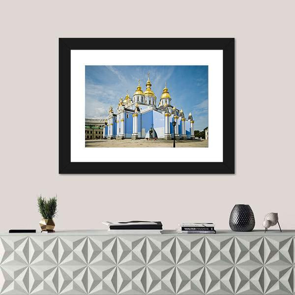 St. Michaels Golden-Domed Monastery In Kiev Canvas Wall Art-1 Piece-Framed Print-42" x 14"-Tiaracle