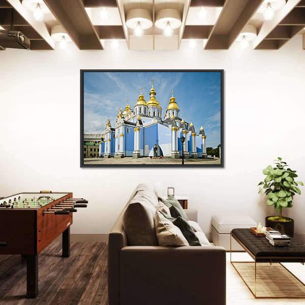 St. Michaels Golden-Domed Monastery In Kiev Canvas Wall Art-5 Horizontal-Gallery Wrap-22" x 12"-Tiaracle