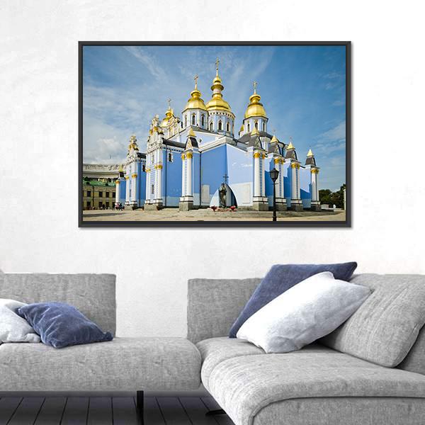 St. Michaels Golden-Domed Monastery In Kiev Canvas Wall Art-5 Horizontal-Gallery Wrap-22" x 12"-Tiaracle