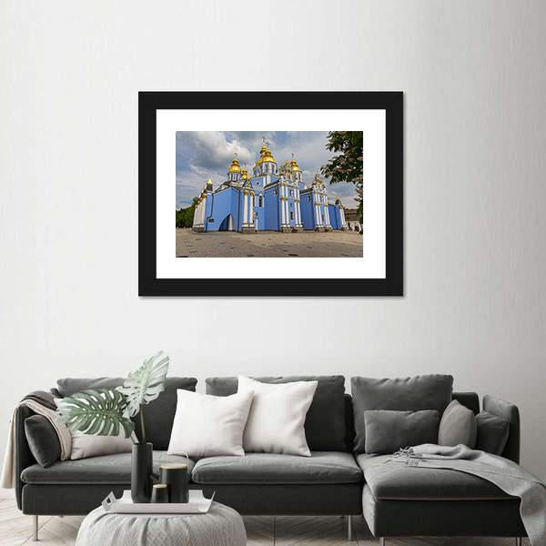 St Michaels Golden Domed Monastery In Ukraine Canvas Wall Art-1 Piece-Framed Print-30" x 20"-Tiaracle
