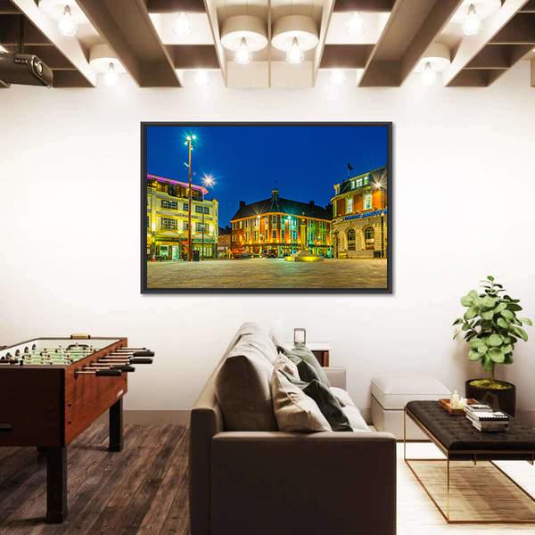 St Nicholas Square In Leicester Canvas Wall Art-1 Piece-Floating Frame-24" x 16"-Tiaracle