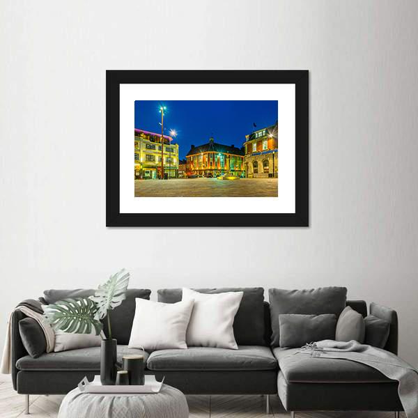 St Nicholas Square In Leicester Canvas Wall Art-1 Piece-Framed Print-20" x 16"-Tiaracle