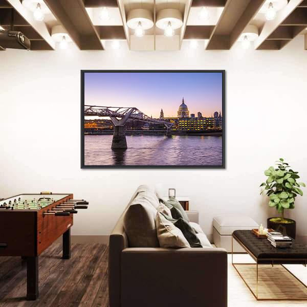 St Paul Cathedral UK Canvas Wall Art-1 Piece-Floating Frame-24" x 16"-Tiaracle