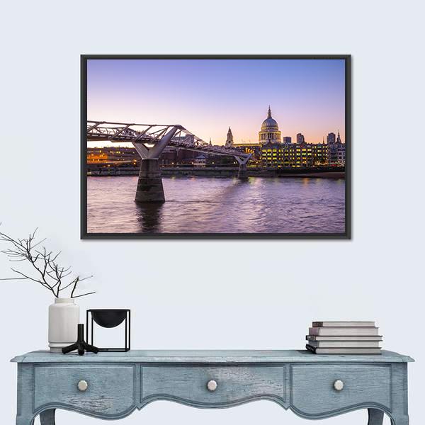 St Paul Cathedral UK Canvas Wall Art-5 Horizontal-Gallery Wrap-22" x 12"-Tiaracle