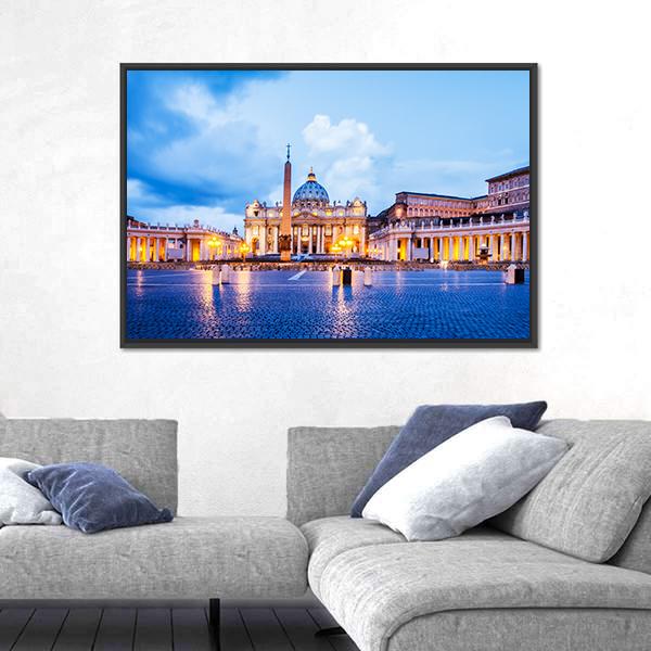 St Peter Basilica In The Vatican Of Rome Canvas Wall Art-5 Horizontal-Gallery Wrap-22" x 12"-Tiaracle