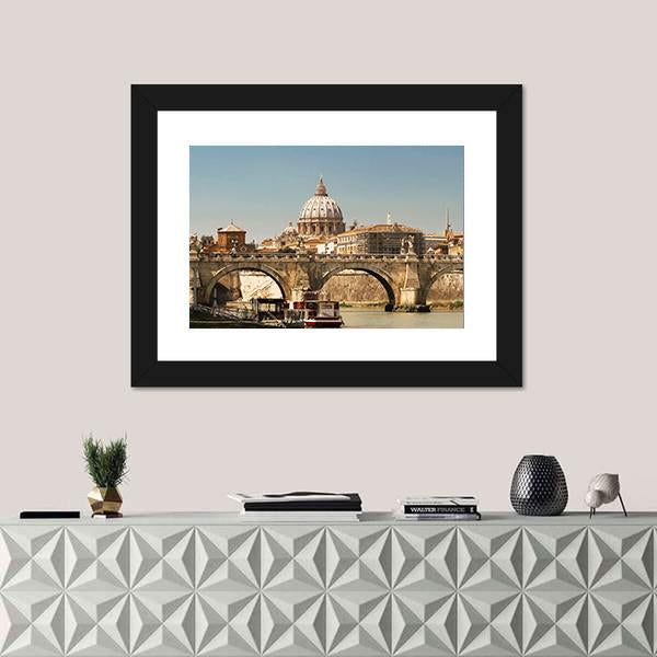 St Peter Basilica Rome Canvas Wall Art-1 Piece-Framed Print-42" x 14"-Tiaracle