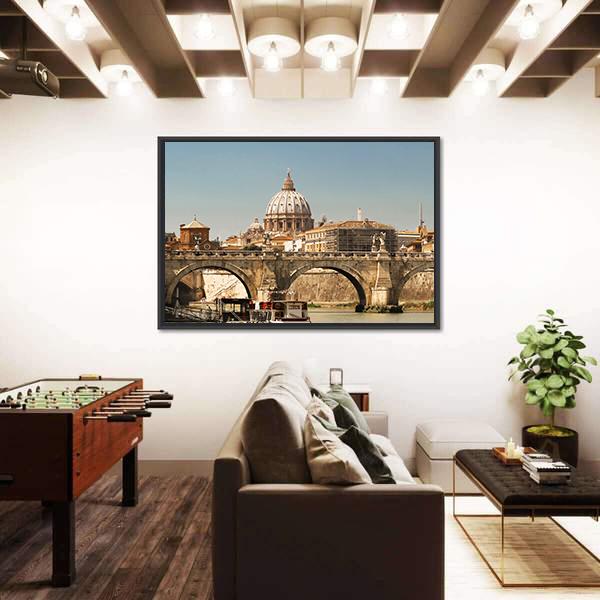 St Peter Basilica Rome Canvas Wall Art-5 Horizontal-Gallery Wrap-22" x 12"-Tiaracle