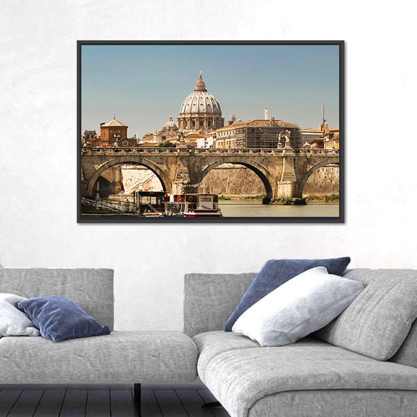 St Peter Basilica Rome Canvas Wall Art-5 Horizontal-Gallery Wrap-22" x 12"-Tiaracle