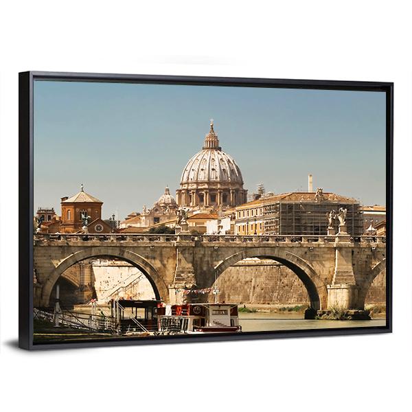 St Peter Basilica Rome Canvas Wall Art-5 Horizontal-Gallery Wrap-22" x 12"-Tiaracle