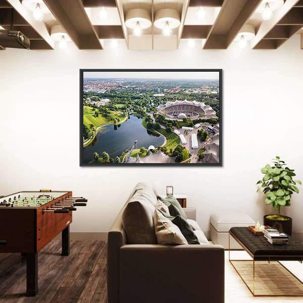 Stadium Of The Olympia Park In Munich Canvas Wall Art-1 Piece-Floating Frame-36" x 24"-Tiaracle