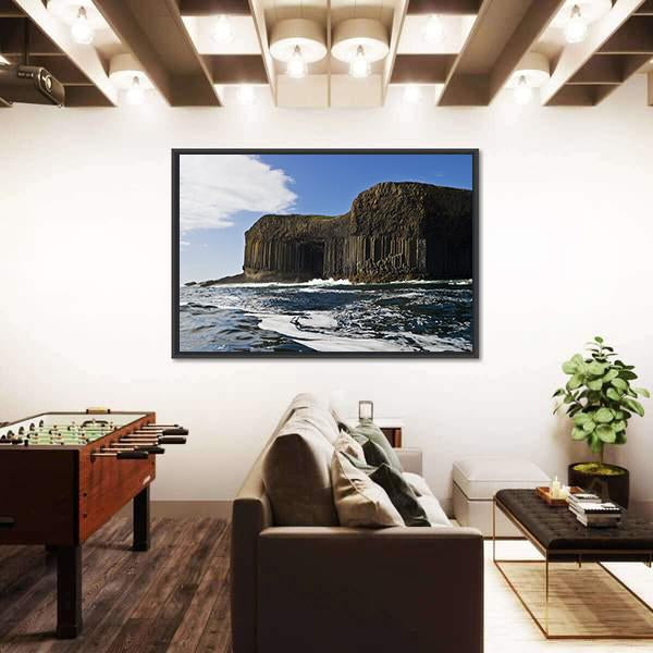 Staffa And Fingal's Cave In Scotland Canvas Wall Art-1 Piece-Floating Frame-36" x 24"-Tiaracle
