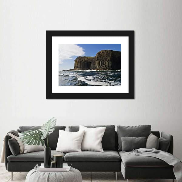 Staffa And Fingal's Cave In Scotland Canvas Wall Art-1 Piece-Framed Print-30" x 20"-Tiaracle