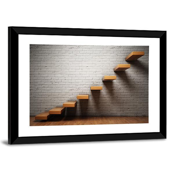 Stairs On Brick Wall Canvas Wall Art-5 Horizontal-Gallery Wrap-22" x 12"-Tiaracle