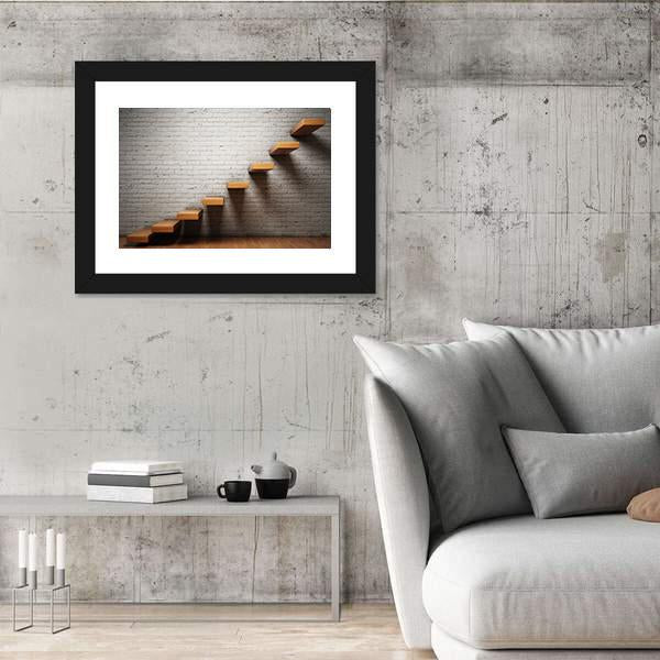 Stairs On Brick Wall Canvas Wall Art-5 Horizontal-Gallery Wrap-22" x 12"-Tiaracle