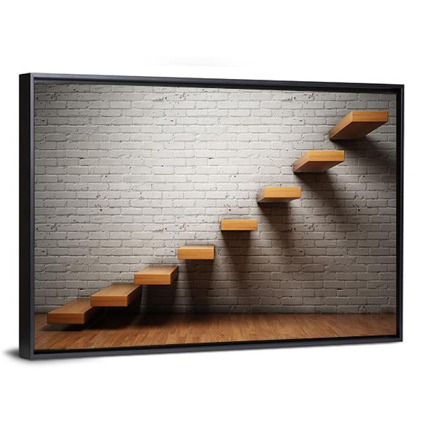 Stairs On Brick Wall Canvas Wall Art-5 Horizontal-Gallery Wrap-22" x 12"-Tiaracle