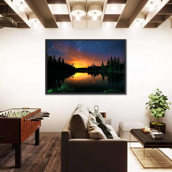 Starry Sky And The Milky Way Canvas Wall Art-1 Piece-Floating Frame-24" x 16"-Tiaracle
