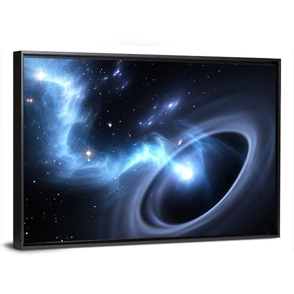 Stars And Material Falls Into A Black Hole Canvas Wall Art-3 Horizontal-Gallery Wrap-25" x 16"-Tiaracle