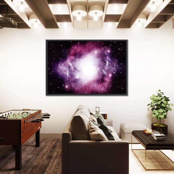 Stars Dust And Gas Nebula In A Far Galaxy Canvas Wall Art-3 Horizontal-Gallery Wrap-25" x 16"-Tiaracle
