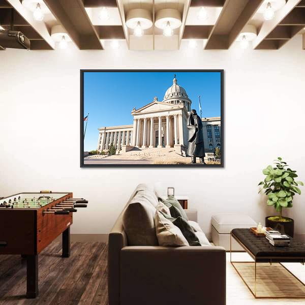 State Capitol In Oklahoma City Canvas Wall Art-1 Piece-Floating Frame-24" x 16"-Tiaracle