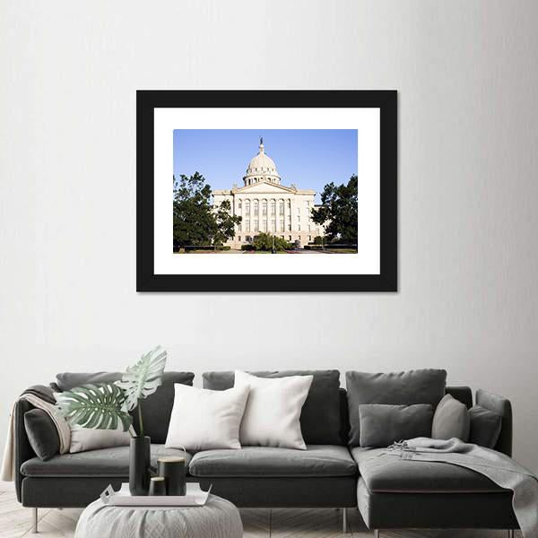 State Capitol Of Oklahoma Canvas Wall Art-1 Piece-Framed Print-20" x 16"-Tiaracle
