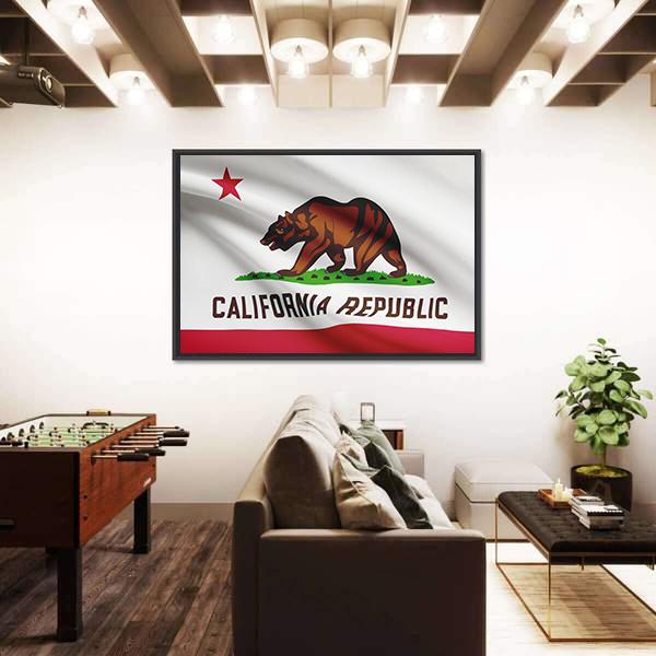 State Of California Flag Canvas Wall Art-1 Piece-Floating Frame-24" x 16"-Tiaracle