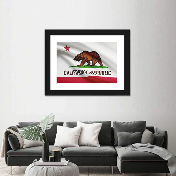 State Of California Flag Canvas Wall Art-1 Piece-Framed Print-20" x 16"-Tiaracle
