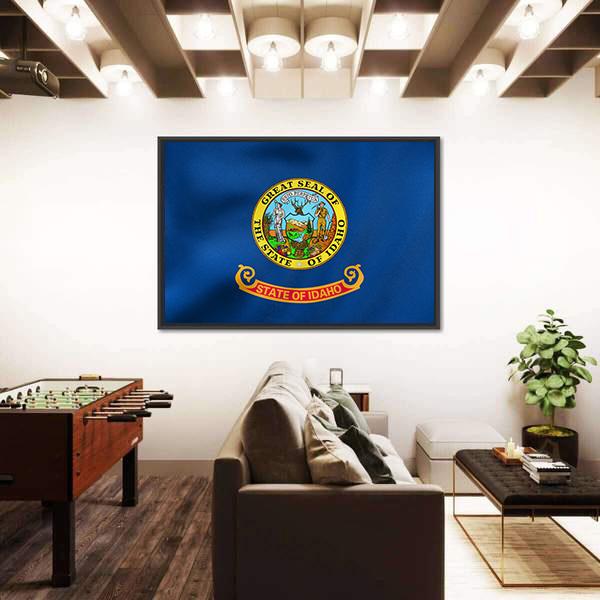State Of Idaho Flag Canvas Wall Art-1 Piece-Floating Frame-24" x 16"-Tiaracle