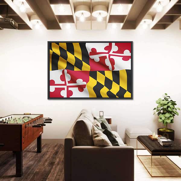 State Of Maryland Flag Canvas Wall Art-1 Piece-Floating Frame-24" x 16"-Tiaracle