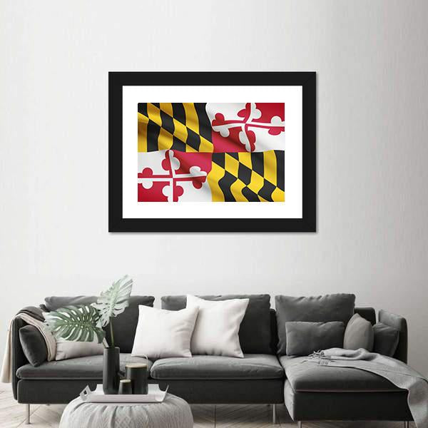 State Of Maryland Flag Canvas Wall Art-1 Piece-Framed Print-20" x 16"-Tiaracle