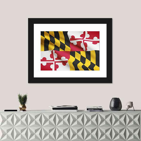 State Of Maryland Flag Canvas Wall Art-1 Piece-Framed Print-20" x 16"-Tiaracle