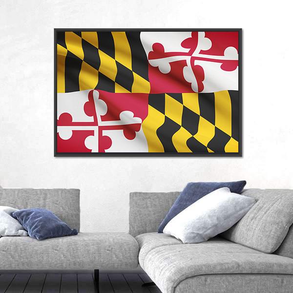 State Of Maryland Flag Canvas Wall Art-5 Horizontal-Gallery Wrap-22" x 12"-Tiaracle