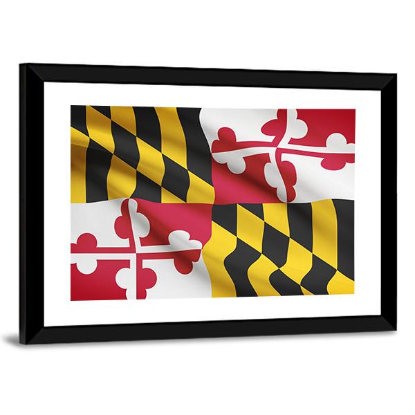 State Of Maryland Flag Canvas Wall Art-5 Horizontal-Gallery Wrap-22" x 12"-Tiaracle