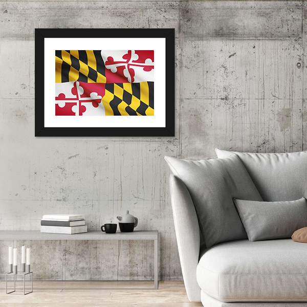 State Of Maryland Flag Canvas Wall Art-5 Horizontal-Gallery Wrap-22" x 12"-Tiaracle