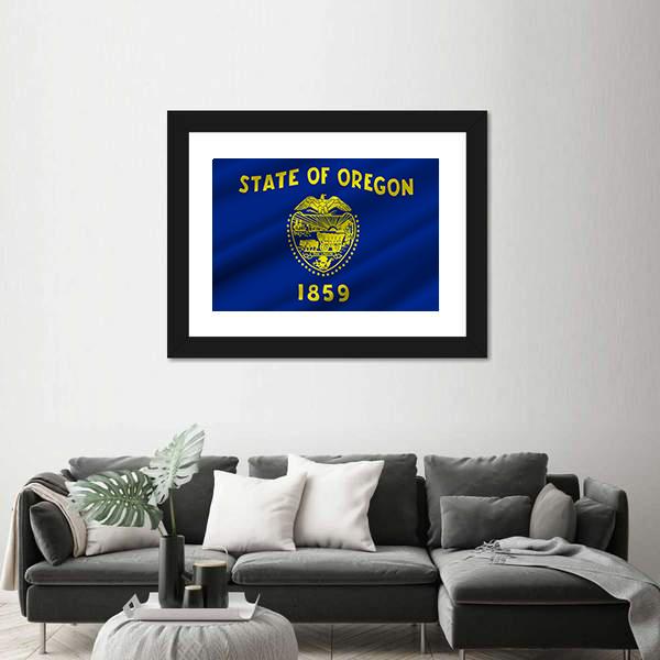 State Of Oregon Flag Canvas Wall Art-1 Piece-Framed Print-20" x 16"-Tiaracle