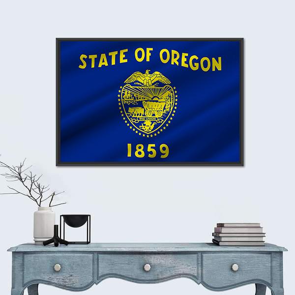 State Of Oregon Flag Canvas Wall Art-5 Horizontal-Gallery Wrap-22" x 12"-Tiaracle