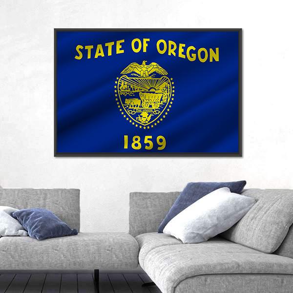 State Of Oregon Flag Canvas Wall Art-5 Horizontal-Gallery Wrap-22" x 12"-Tiaracle