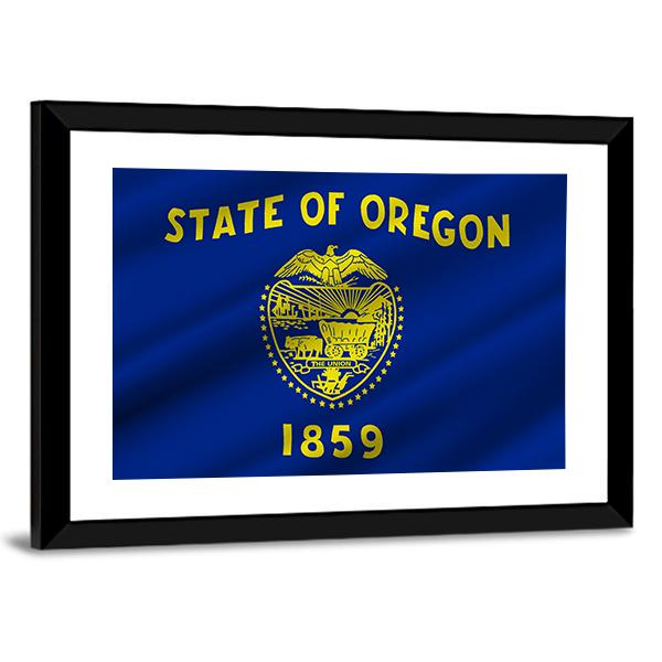 State Of Oregon Flag Canvas Wall Art-5 Horizontal-Gallery Wrap-22" x 12"-Tiaracle