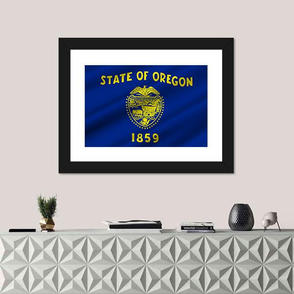 State Of Oregon Flag Canvas Wall Art-5 Horizontal-Gallery Wrap-22" x 12"-Tiaracle