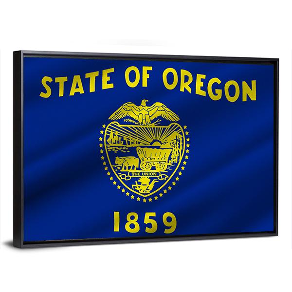 State Of Oregon Flag Canvas Wall Art-5 Horizontal-Gallery Wrap-22" x 12"-Tiaracle