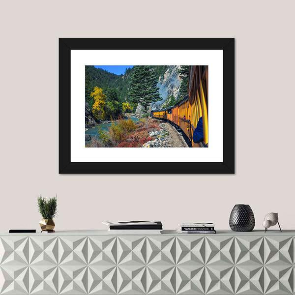 Steam Engine Train Travels In Colorado USA Canvas Wall Art-1 Piece-Framed Print-20" x 16"-Tiaracle