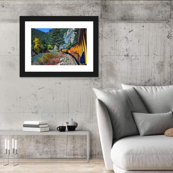 Steam Engine Train Travels In Colorado USA Canvas Wall Art-5 Horizontal-Gallery Wrap-22" x 12"-Tiaracle