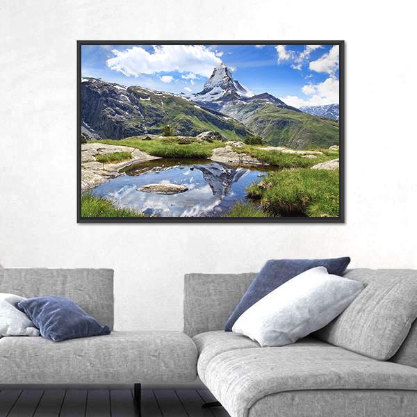 Stellisee Lake Switzerland Canvas Wall Art-3 Horizontal-Gallery Wrap-25&quot; x 16&quot;-Tiaracle