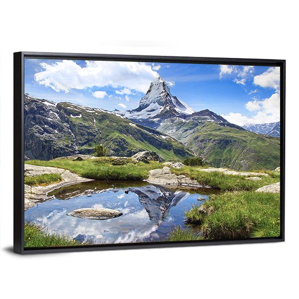 Stellisee Lake Switzerland Canvas Wall Art-5 Horizontal-Gallery Wrap-22" x 12"-Tiaracle