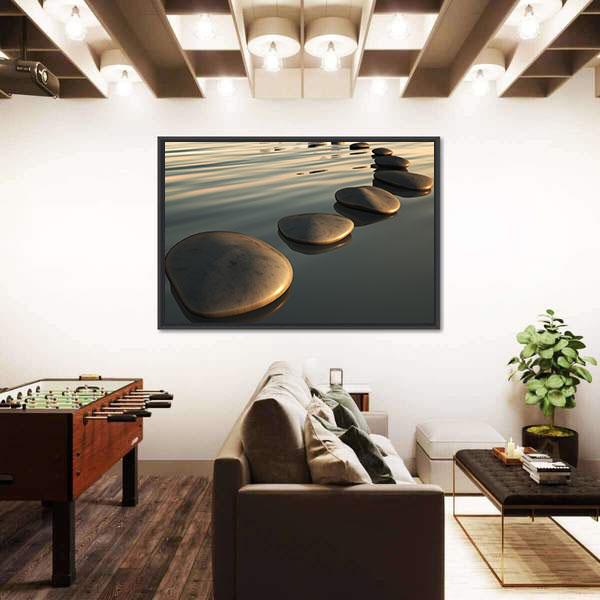 Step Stones To The Sunset Canvas Wall Art-1 Piece-Floating Frame-24" x 16"-Tiaracle