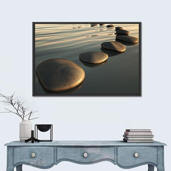 Step Stones To The Sunset Canvas Wall Art-5 Horizontal-Gallery Wrap-22" x 12"-Tiaracle
