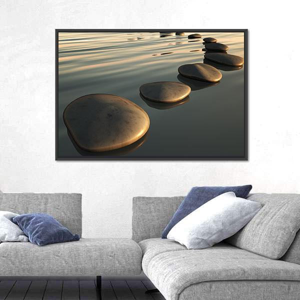 Step Stones To The Sunset Canvas Wall Art-5 Horizontal-Gallery Wrap-22" x 12"-Tiaracle