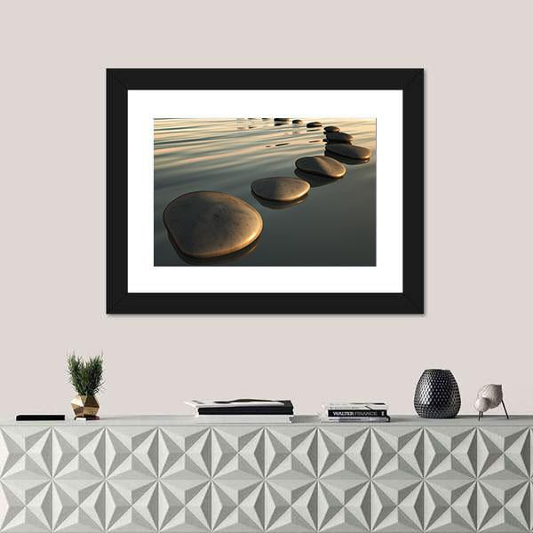 Step Stones To The Sunset Canvas Wall Art-5 Horizontal-Gallery Wrap-22" x 12"-Tiaracle