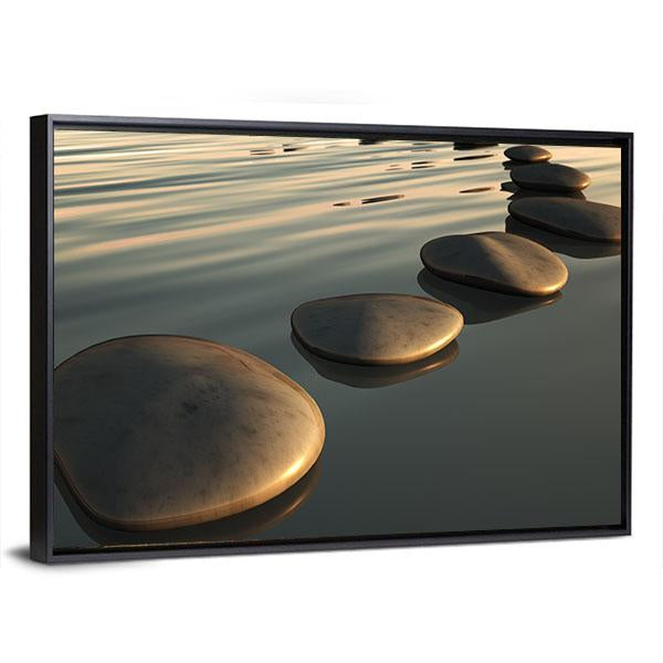 Step Stones To The Sunset Canvas Wall Art-5 Horizontal-Gallery Wrap-22" x 12"-Tiaracle