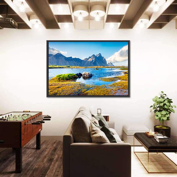 Stokksnes Headland Canvas Wall Art-1 Piece-Floating Frame-36" x 24"-Tiaracle