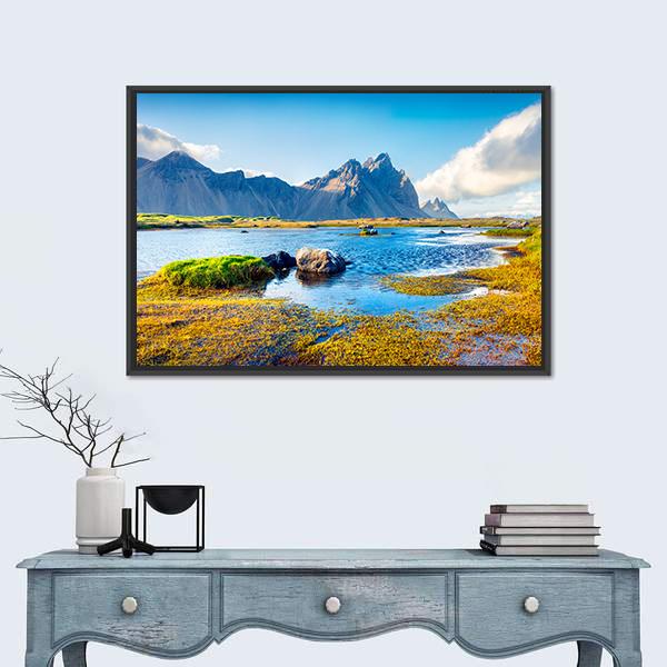 Stokksnes Headland Canvas Wall Art-5 Horizontal-Gallery Wrap-22" x 12"-Tiaracle